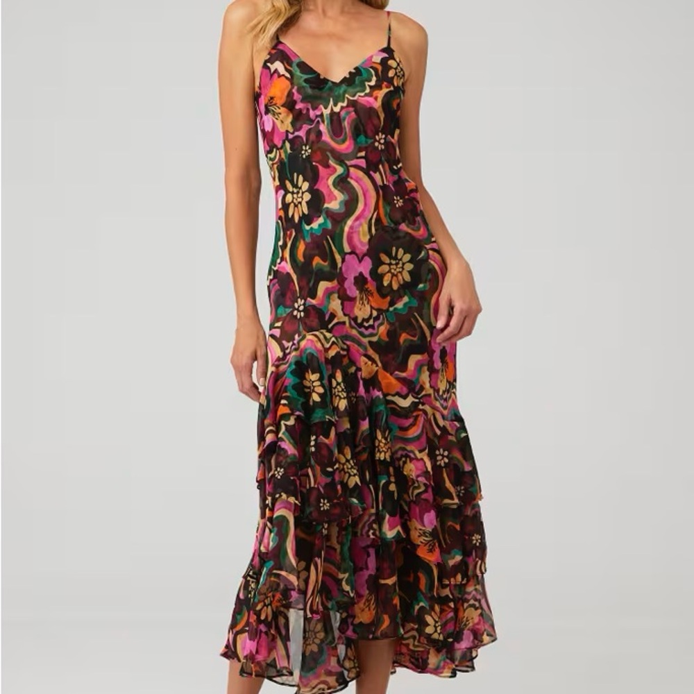 Misa Los Angeles Vibrant Floral Midi Dress
